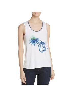 T TAHARI NWT Women’s Jacovia Graphic Knit Tank in White|Blue-Size Medium